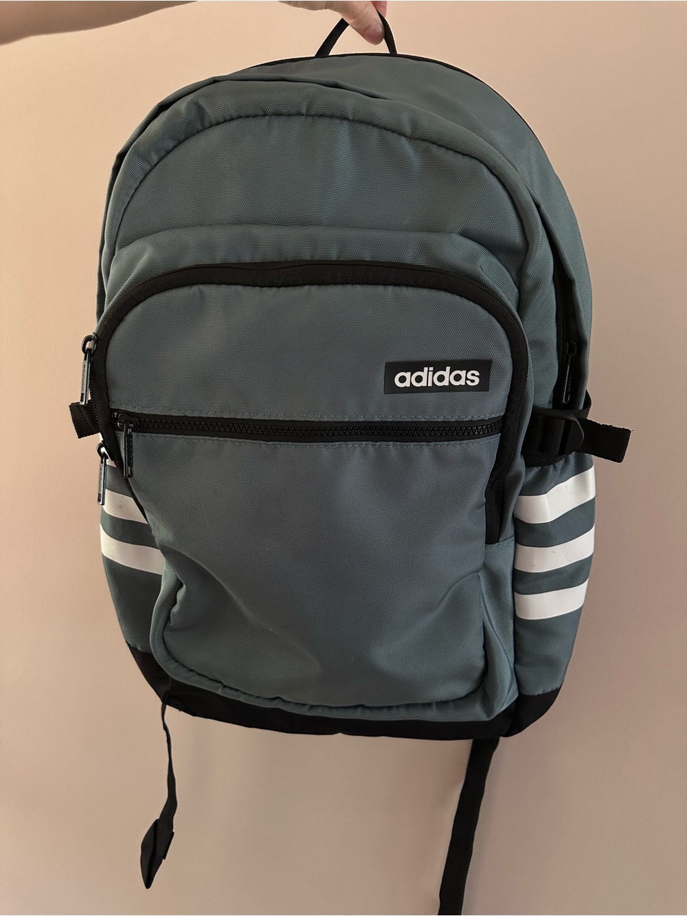 adidas Men's Green Backpack with White Stripe Accents